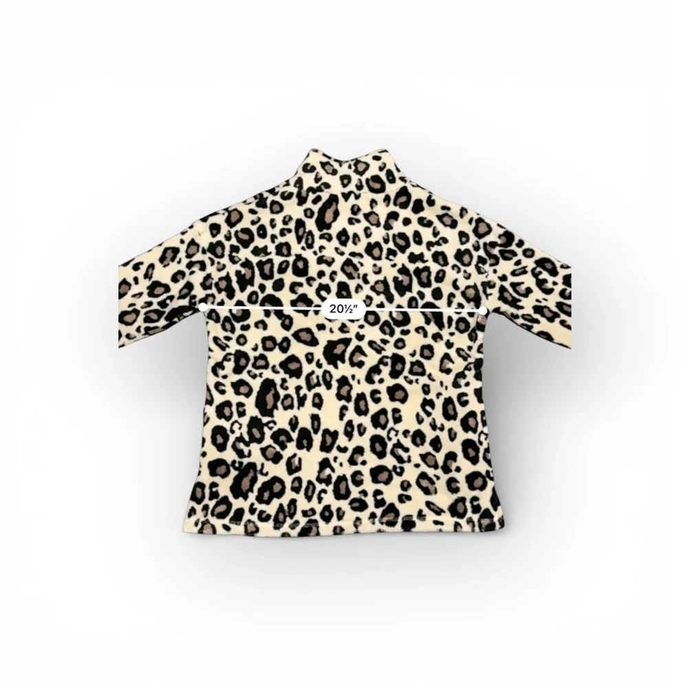 BKE Women’s Leopard Print Fleece Pullover Snap Neck Sweatshirt Medium - Picture 3 of 8